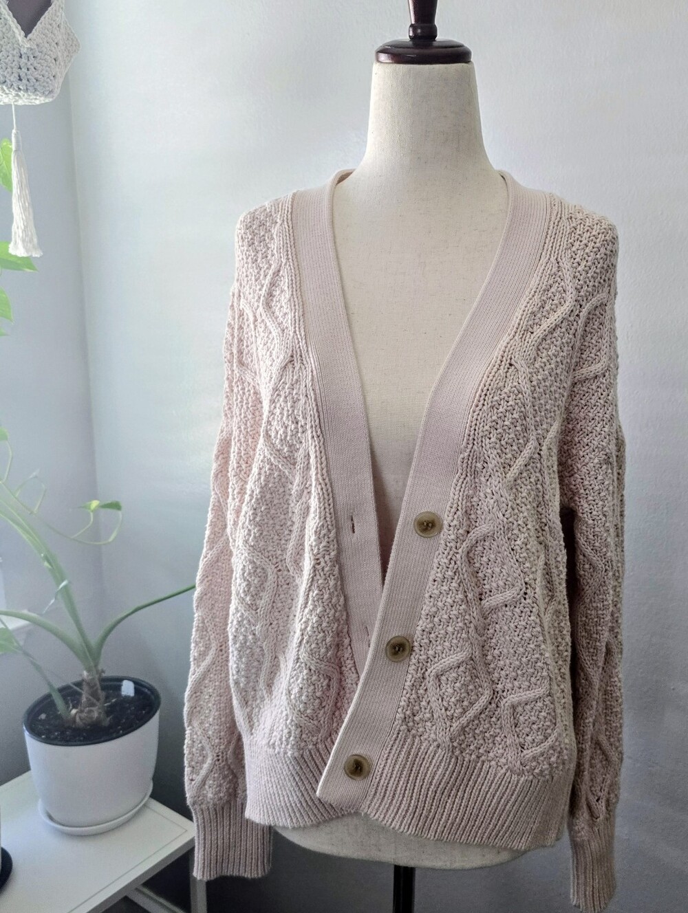 Caslon Baby Pink Cable Knit Cardigan